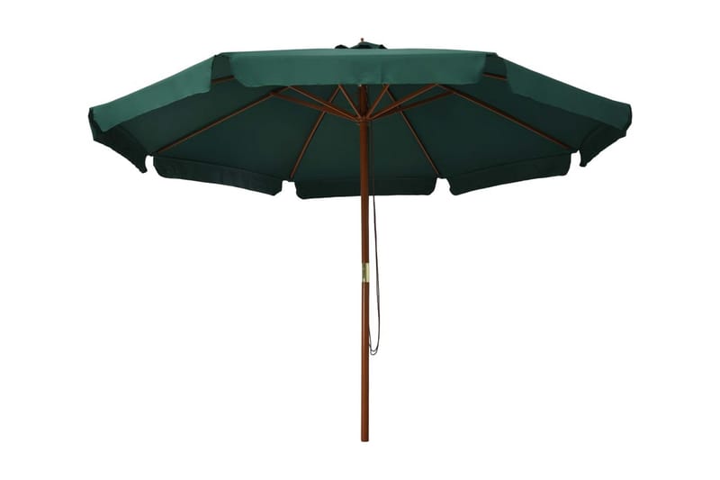 Trädgårdsparasoll med trästång 330 cm grön - Grön - Parasoll