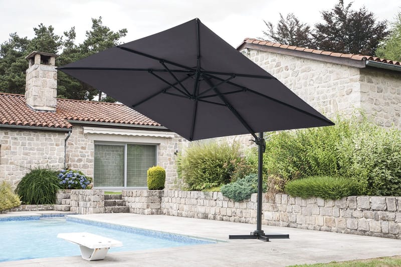 Uteparasoll Miami fristående 3x3 m - grå - Utemöbler & utemiljö - Solskydd - Parasoll - Hängparasoll