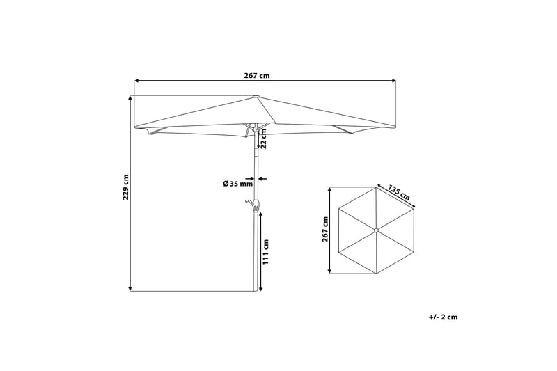 Varese Parasoll 230 cm - Grå - Utemöbler & utemiljö - Solskydd - Parasoll