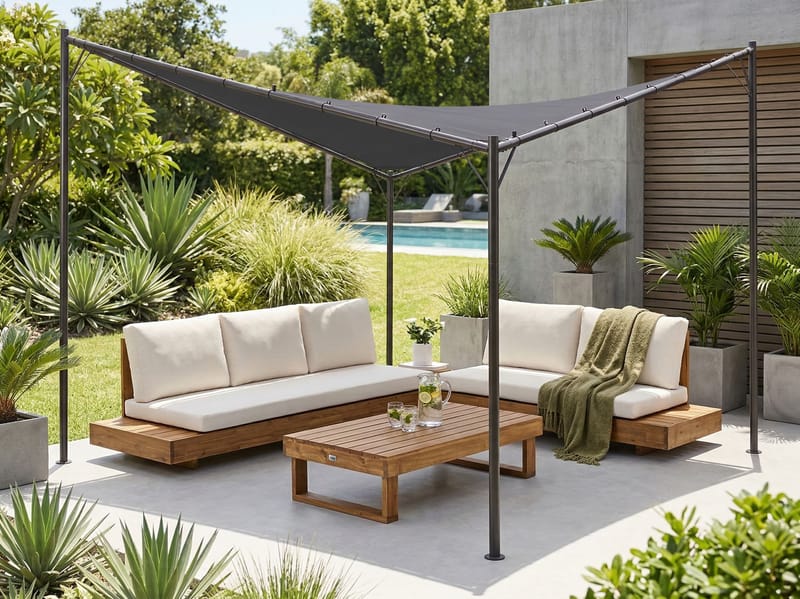 Paviljong Aventine 300 cm Stål - Grå/Svart - Utemöbler & utemiljö - Solskydd - Pergola