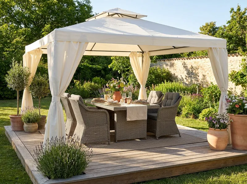 Bermuda Komplett Paviljong 3x4 m - Inkl Väggar och Nät Naturvit - Utemöbler & utemiljö - Solskydd - Paviljong - Komplett paviljong