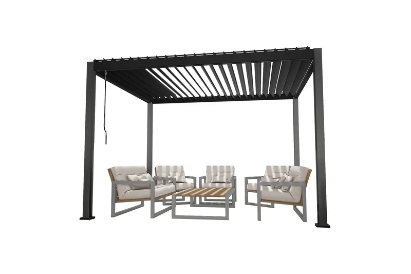 Mirador Paviljong 3x3x2,5 m med väggar Mörkgrå - Utemöbler & utemiljö - Solskydd - Paviljong - Komplett paviljong