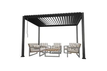 Mirador Paviljong 3x3x2,5 m med väggar Mörkgrå - Utemöbler & utemiljö - Solskydd - Paviljong - Komplett paviljong