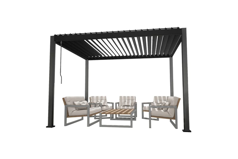 Mirador Paviljong 3x3x2,5 m med väggar Mörkgrå - Utemöbler & utemiljö - Solskydd - Paviljong - Komplett paviljong