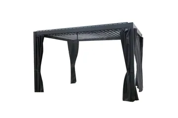Mirador Paviljong 3x3x2,5 m med gardiner Mörkgrå - Utemöbler & utemiljö - Solskydd - Paviljong - Komplett paviljong