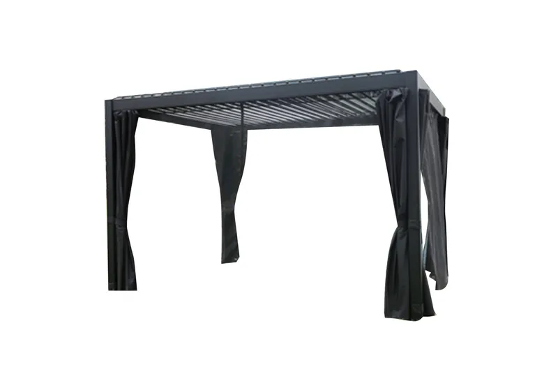 Mirador Paviljong 3x3x2,5 m med gardiner Mörkgrå