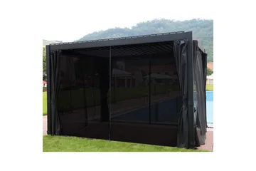 Mirador Paviljong 3x3x2,5 m med väggar Mörkgrå - Utemöbler & utemiljö - Solskydd - Paviljong - Komplett paviljong