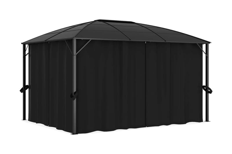 Paviljong med draperi 400x300x265 cm antracit - Grå - Komplett paviljong