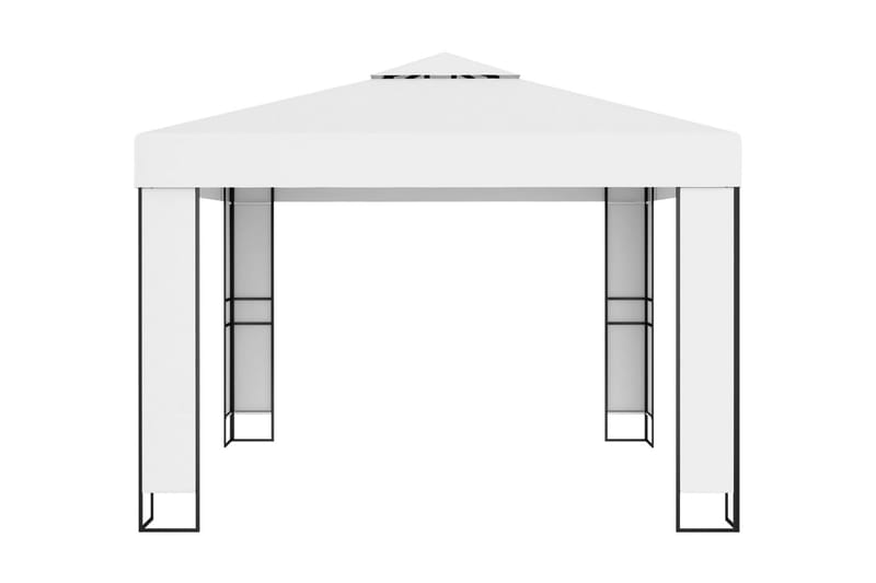 Paviljong med dubbeltak 3x3 m vit - Vit - Komplett paviljong