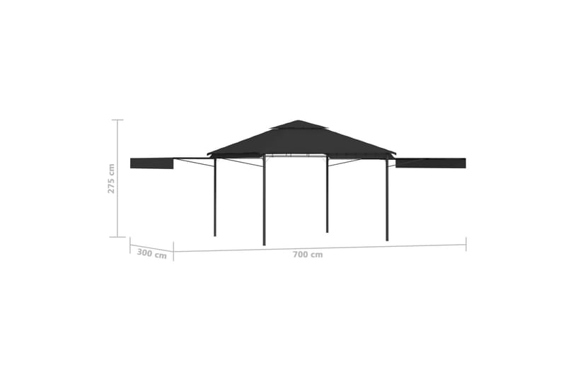 Paviljong med förlängda tak 3x3x2,75 m antracit 180 g/m² - Grå - Komplett paviljong