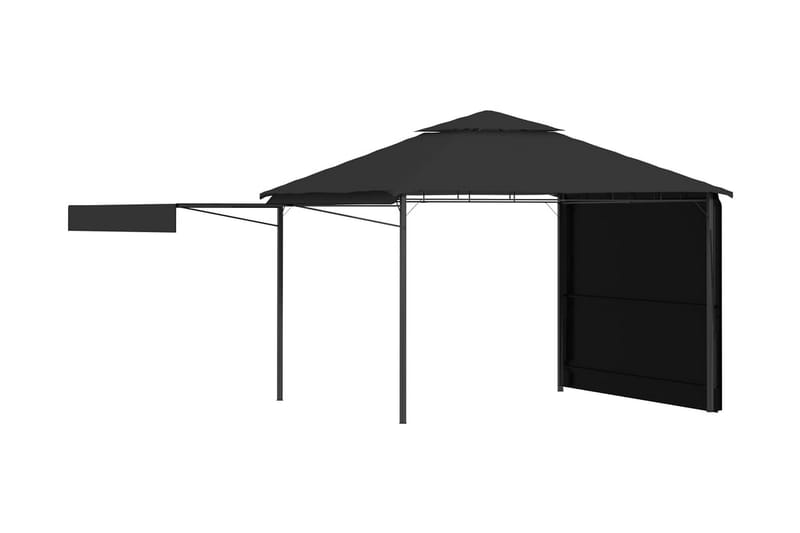 Paviljong med förlängda tak 3x3x2,75 m antracit 180 g/m² - Grå - Komplett paviljong