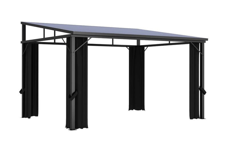 Paviljong med gardiner 405x294x244 cm antracit - Grå - Komplett paviljong