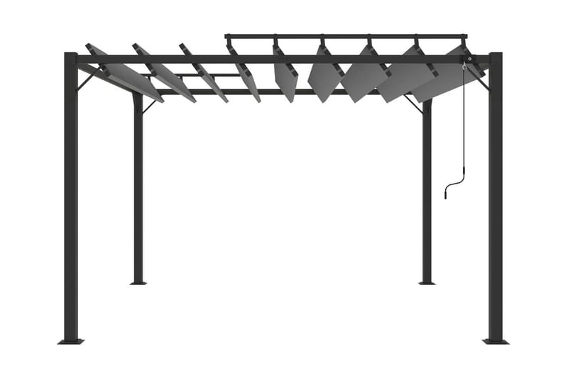 Paviljong med lamelltak 3x3 m antracit tyg och aluminium - Grå - Komplett paviljong