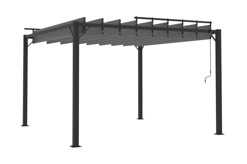 Paviljong med lamelltak 3x3 m antracit tyg och aluminium - Grå - Komplett paviljong