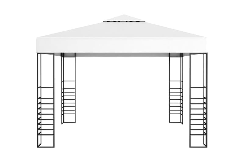 Paviljong med ljusslinga LED 3x3 m vit - Vit - Komplett paviljong
