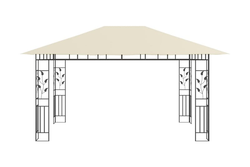 Paviljong med myggnät 4x3x2,73 m gräddvit 180 g/m² - Vit - Komplett paviljong