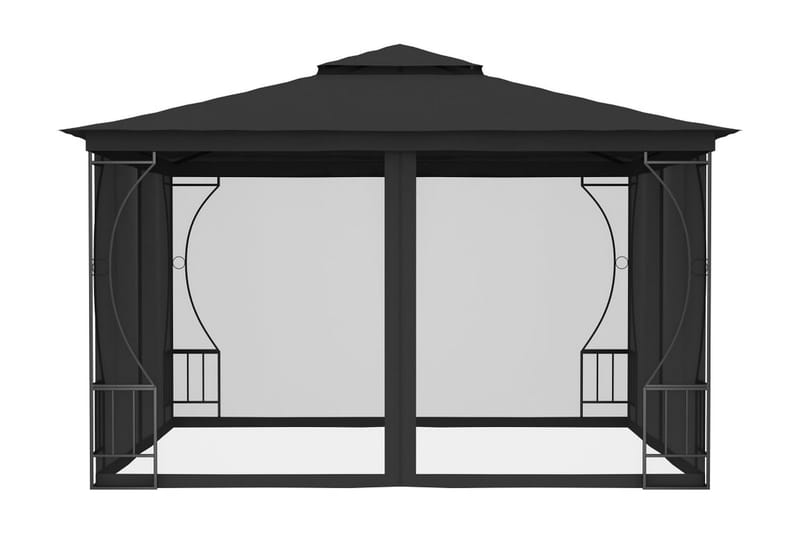 Paviljong med nät 300x300x265 cm antracit - Grå - Komplett paviljong