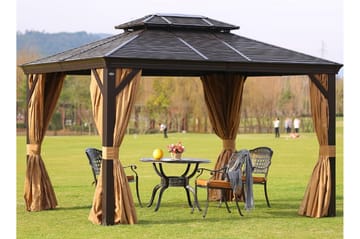 Paviljong Sunsetia 300x400x270 cm - Brun/Beige - Utemöbler & utemiljö - Solskydd - Paviljong - Komplett paviljong