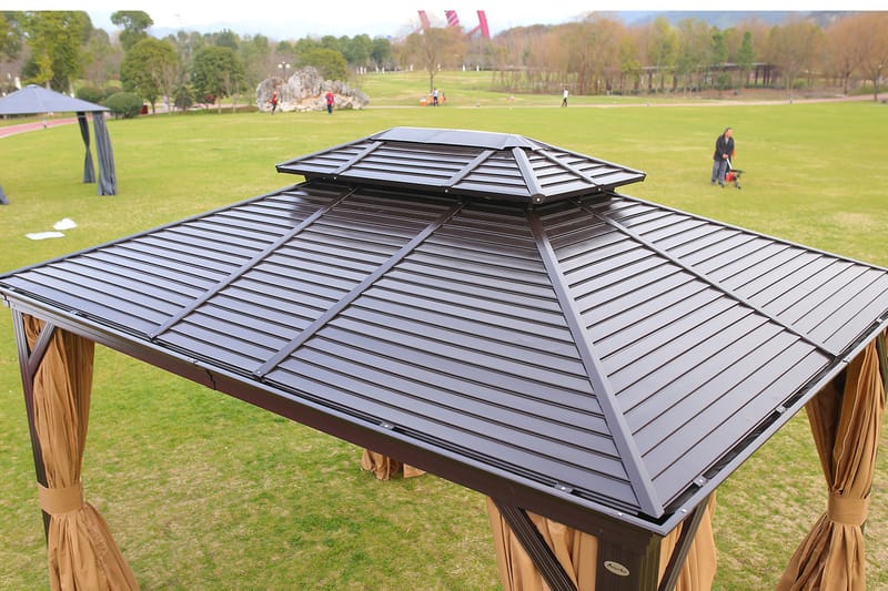 Paviljong Sunsetia 300x400x270 cm - Brun/Beige - Utemöbler & utemiljö - Solskydd - Paviljong - Komplett paviljong