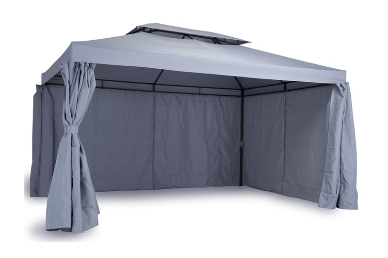 Paviljongpaket Bermuda 3x4 m inkl Paviljongväggar - Ljusgrå - Komplett paviljong