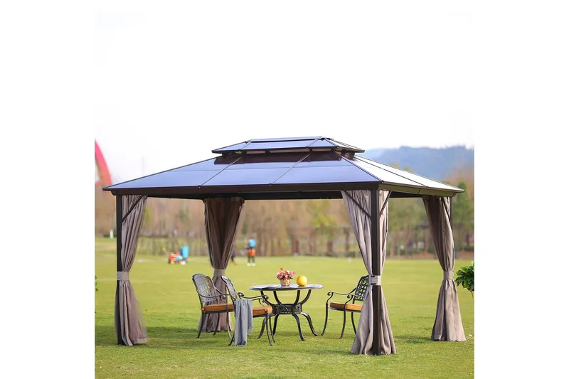 Sunsetia Paviljong 300x400x270 cm Polykarbonattak - Beige - Utemöbler & utemiljö - Solskydd - Paviljong - Komplett paviljong