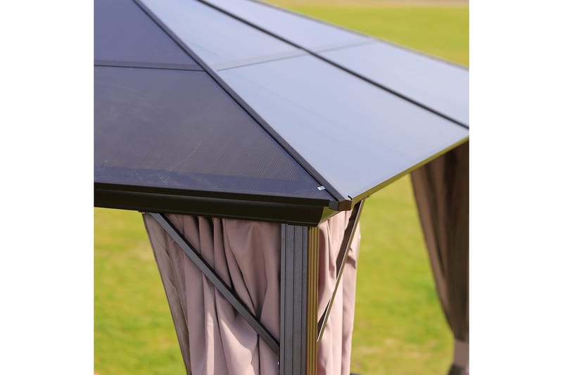 Sunsetia Paviljong 300x300x267 cm Polykarbonattak - Brun/Beige - Utemöbler & utemiljö - Solskydd - Paviljong - Komplett paviljong