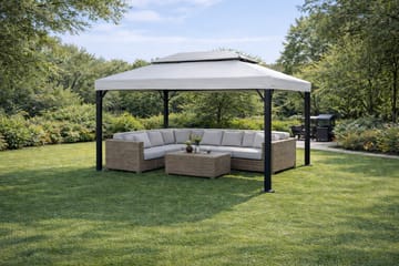 Utepaviljong SUNSET Paviljong 3x4 m - grå - Utemöbler & utemiljö - Solskydd - Paviljong - Komplett paviljong