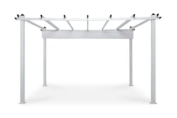 Fristående pergola med hopfällbart tak för altan och trädgård 4x3 - Vit / Aluminium - Utemöbler & utemiljö - Solskydd - Pergola