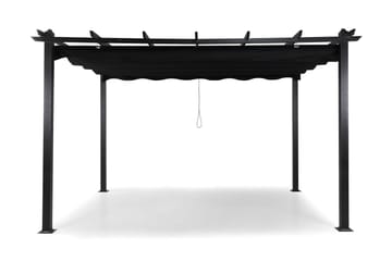 Fristående pergola med hopfällbart tak för altan och trädgård 4x3 - Svart / Aluminium - Utemöbler & utemiljö - Solskydd - Pergola
