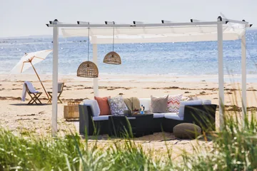 Fristående pergola med hopfällbart tak för altan och trädgård 4x3 - Vit / Aluminium - Utemöbler & utemiljö - Solskydd - Pergola