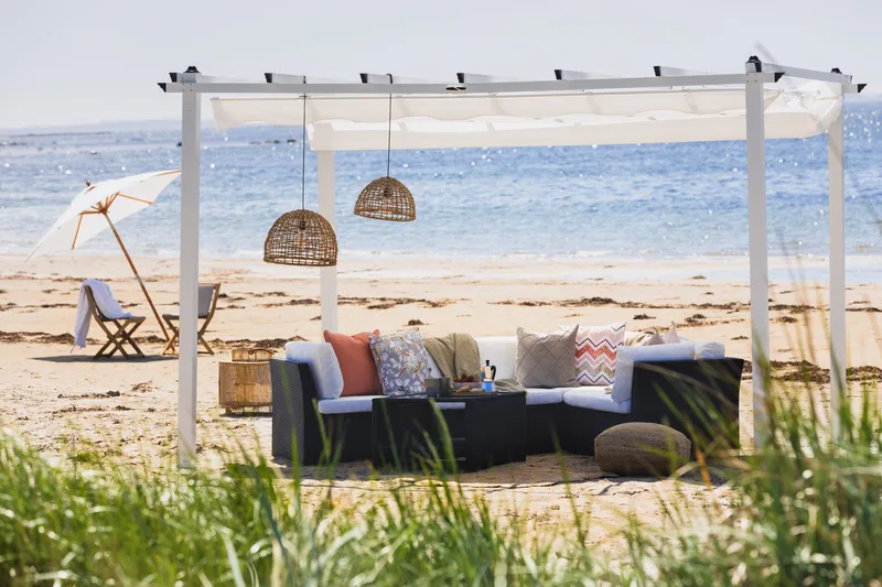 Fristående pergola med hopfällbart tak för altan och trädgård 4x3 - Vit / Aluminium - Utemöbler & utemiljö - Solskydd - Pergola