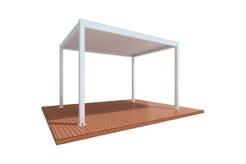 Pergola Motordrivet 3x4 m - Vit - Pergola