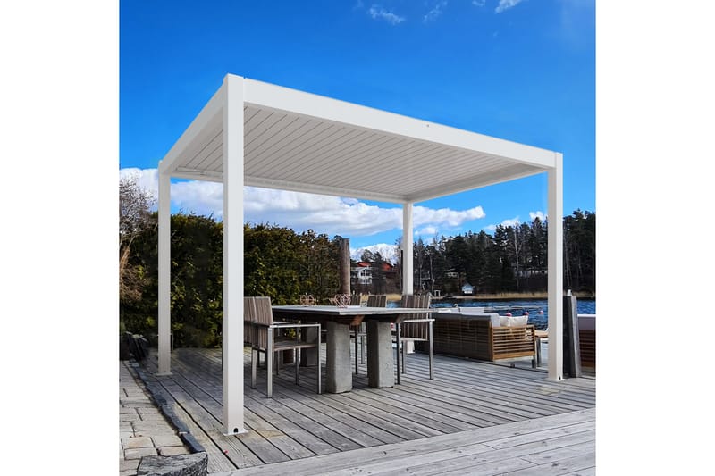 Pergola Motordrivet 3x4 m - Vit - Pergola