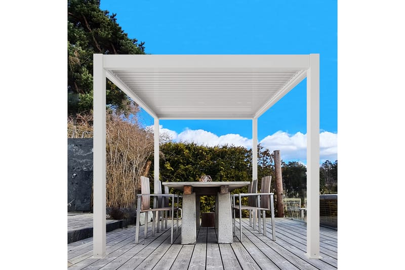 Pergola Motordrivet 3x4 m - Vit - Pergola