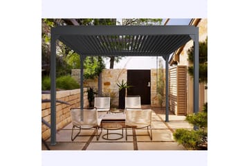 Pergola Premium Öppningsbara lameller - Grå - Utemöbler & utemiljö - Solskydd - Pergola