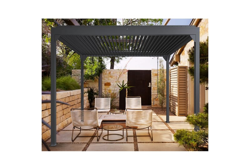 Pergola Premium Öppningsbara lameller - Grå - Pergola