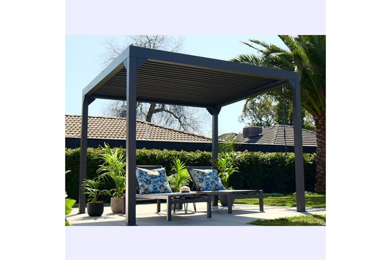 Pergola Premium Öppningsbara lameller - Grå - Utemöbler & utemiljö - Solskydd - Pergola