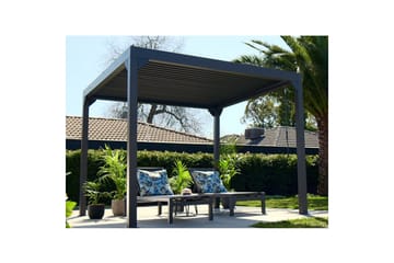 Pergola Premium Öppningsbara lameller - Grå - Utemöbler & utemiljö - Solskydd - Pergola