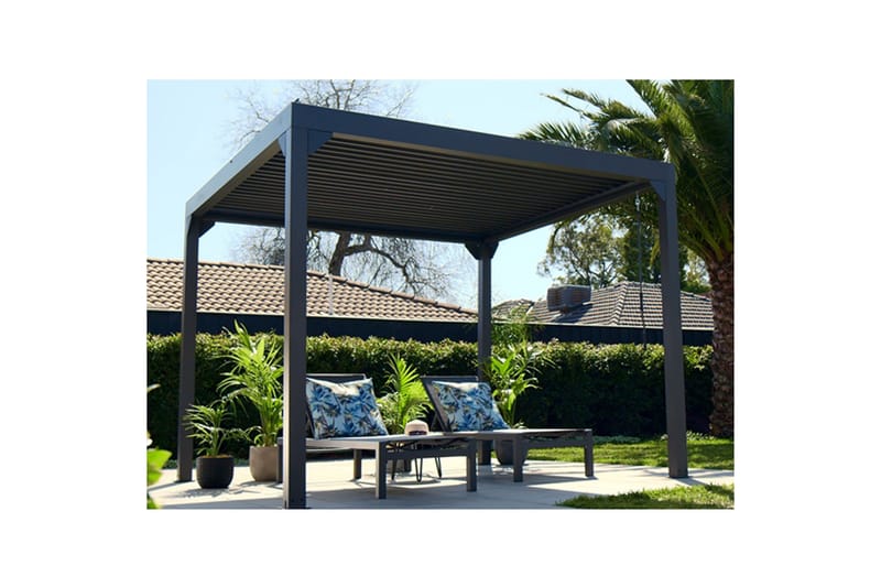 Pergola Premium Öppningsbara lameller - Grå - Utemöbler & utemiljö - Solskydd - Pergola