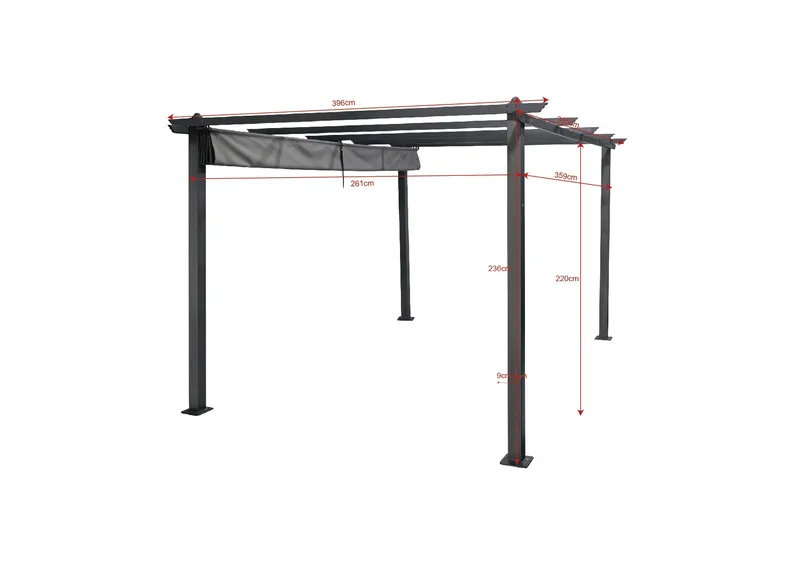 Porto Stor Pergola 4x3 m i aluminium med tak - Mörkgrå - Utemöbler & utemiljö - Solskydd - Pergola