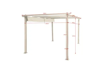 Porto Stor Pergola 4x3 m i aluminium med tak - Beige - Utemöbler & utemiljö - Solskydd - Pergola