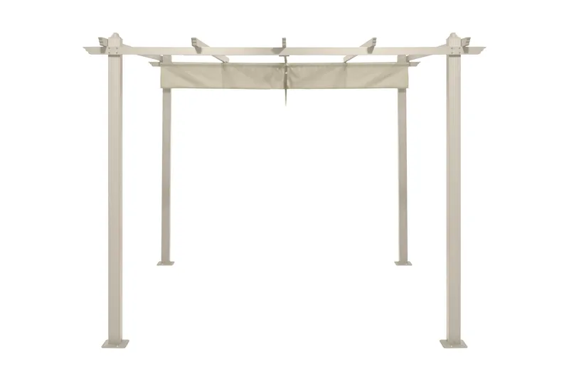 Porto Stor Pergola 4x3 m i aluminium med tak - Beige - Utemöbler & utemiljö - Solskydd - Pergola