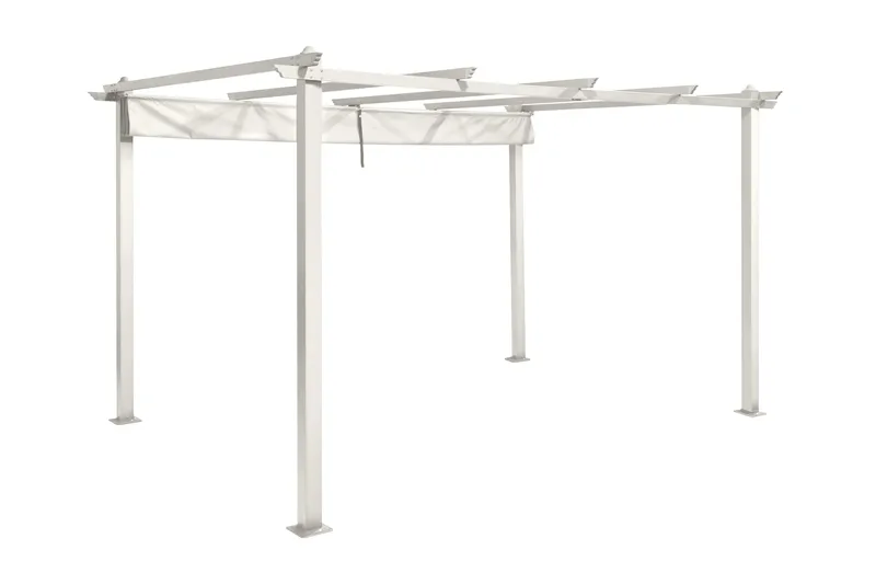 Porto Stor Pergola 4x3 m i aluminium med tak - Vit - Utemöbler & utemiljö - Solskydd - Pergola