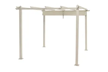Porto Stor Pergola 4x3 m i aluminium med tak - Beige - Utemöbler & utemiljö - Solskydd - Pergola
