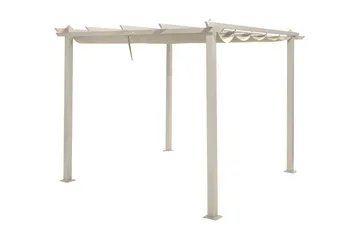 Porto Stor Pergola 4x3 m i aluminium med tak - Beige - Utemöbler & utemiljö - Solskydd - Pergola