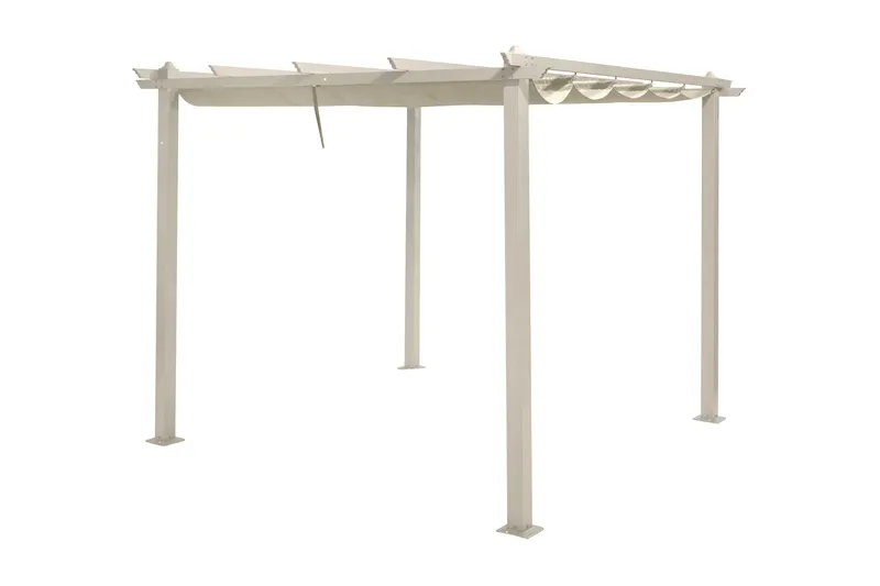 Porto Stor Pergola 4x3 m i aluminium med tak - Beige - Utemöbler & utemiljö - Solskydd - Pergola