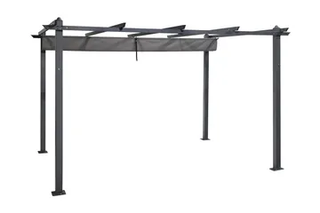 Porto Stor Pergola 4x3 m i aluminium med tak - Mörkgrå - Utemöbler & utemiljö - Solskydd - Pergola
