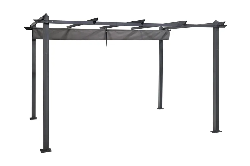 Porto Stor Pergola 4x3 m i aluminium med tak - Mörkgrå - Utemöbler & utemiljö - Solskydd - Pergola
