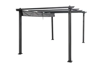 Porto Stor Pergola 4x3 m i aluminium med tak - Mörkgrå - Utemöbler & utemiljö - Solskydd - Pergola