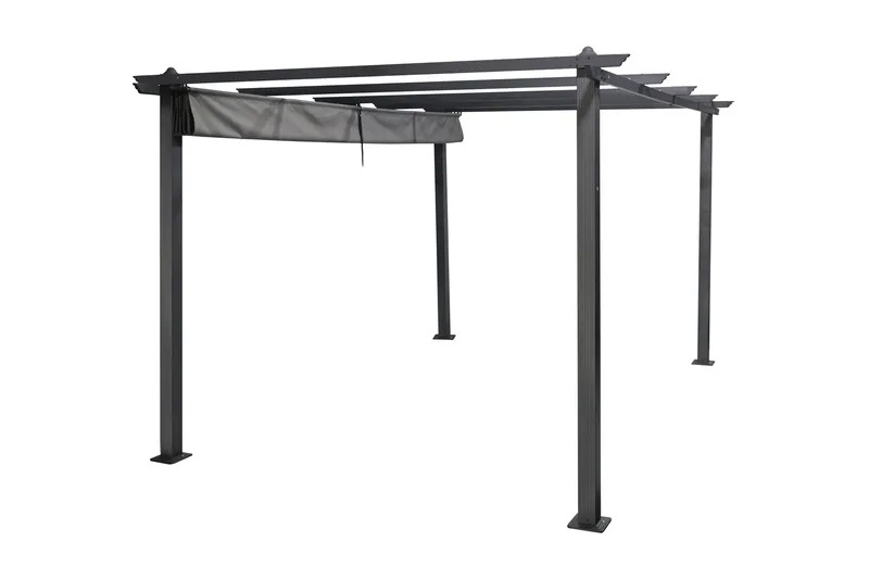 Porto Stor Pergola 4x3 m i aluminium med tak - Mörkgrå - Utemöbler & utemiljö - Solskydd - Pergola